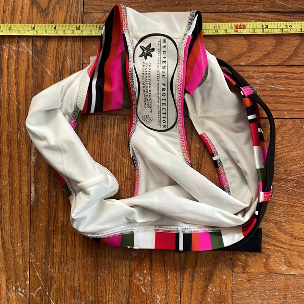 Solid And Striped Bikini Bottom Belted High Waist… - image 4